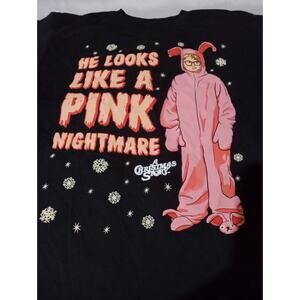 He Looks Like A Pink Nightmare From A Christmas Story Tee Shirt Black Size Med